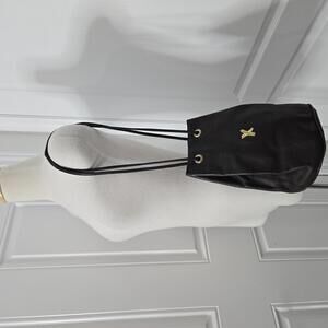 Vintage Paloma Picasso Leather Bucket Drawstring Bag Brown Gold Tone Italy 2 Way